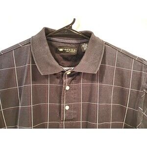 Wedge Grey  Forbes Plaid Stretch Polo Size M Cotton Golf Leisure winter colors